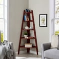 thumbnail image 1 of Danya B. Corner Ladder Five Shelf Bookcase - Cherry Finish, 1 of 6
