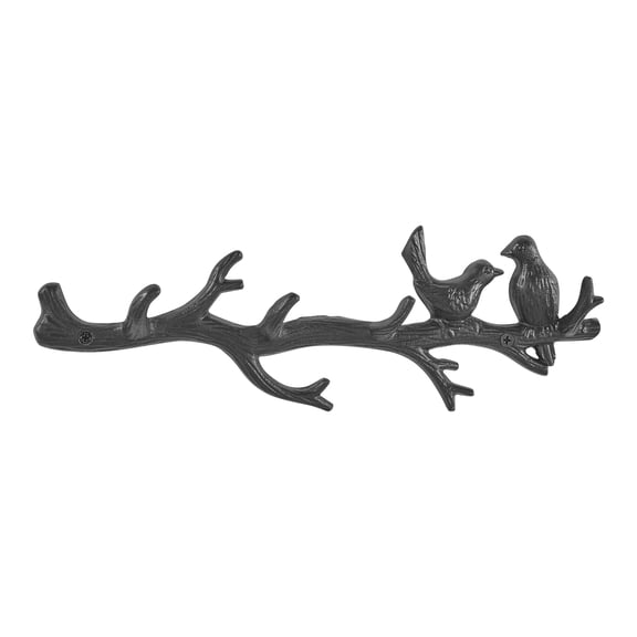 Danya B Dark Brown Cast Iron Birds on Tree Branch Wall Sculpture Utility 4 Hook Unit