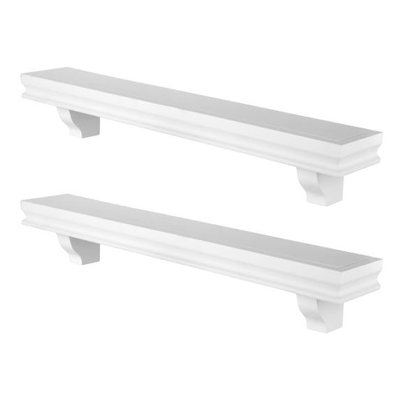 Danya B. Decorative 24" Floating Wall Décor Display Ledge Shelves – (Set of 2) - White