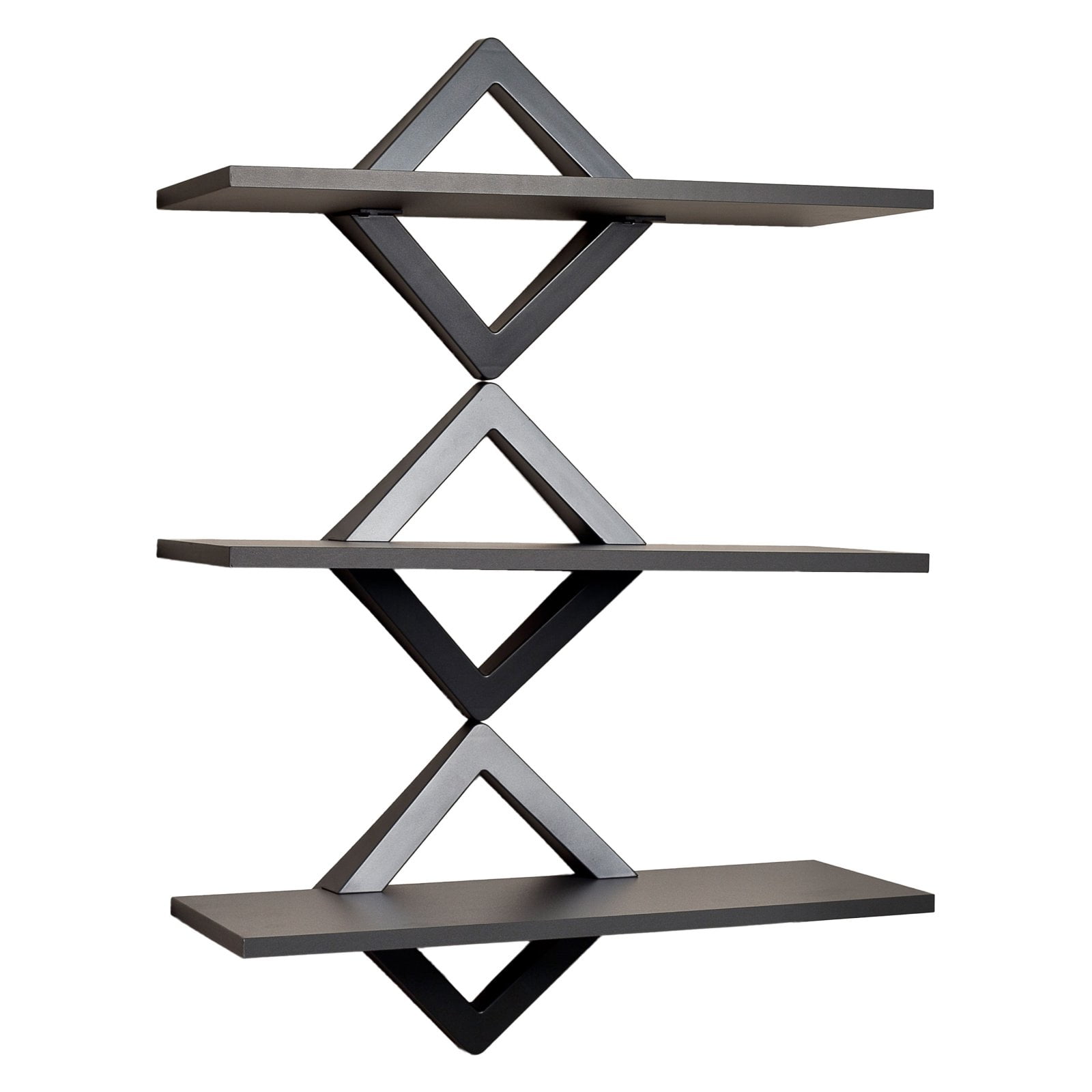 Gray Three Tier Diamond Floating Wall Shelving Unit