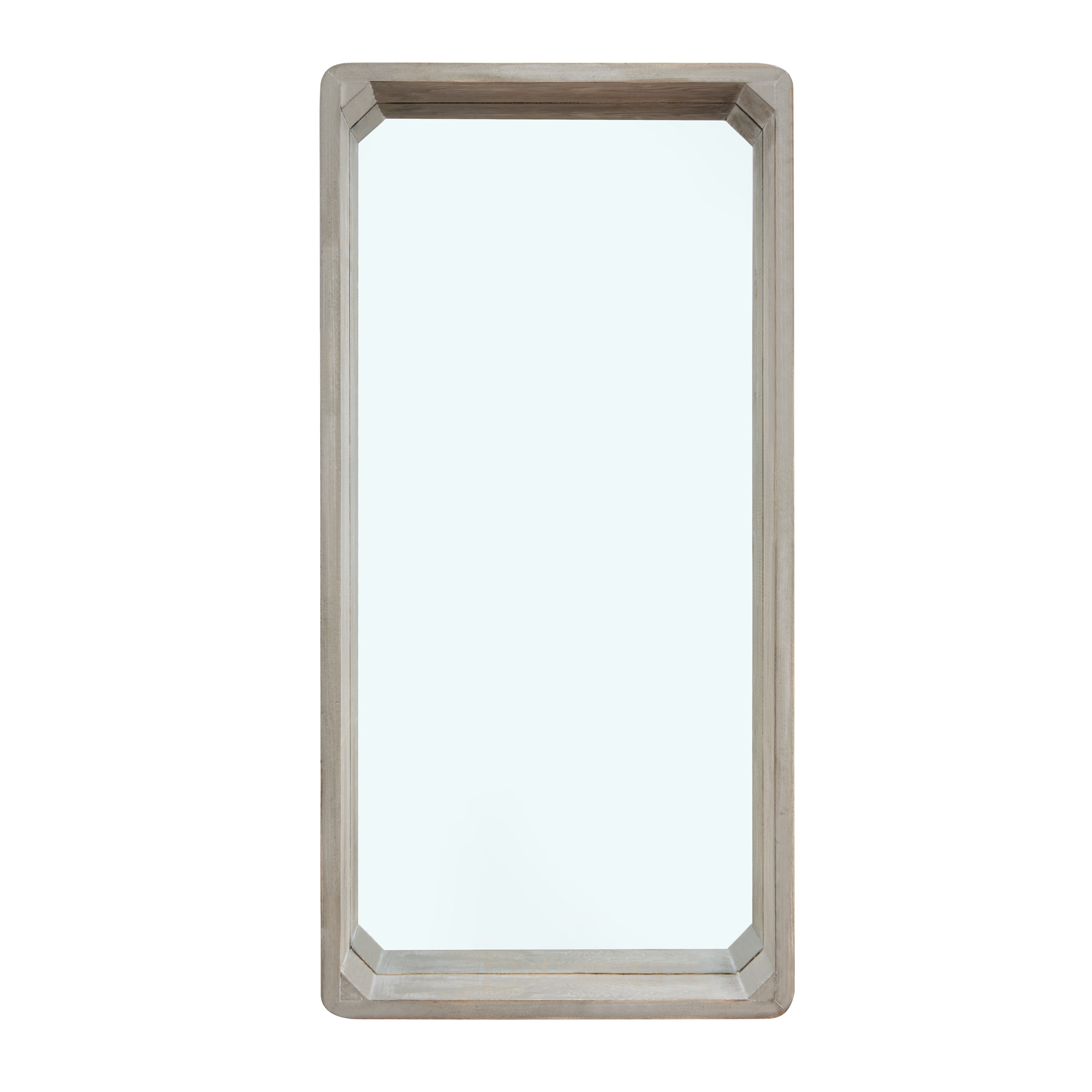 Danya B. Distressed WhiteWash Wood Shadow Box Rectangular Wall Mirror 32" x 15.75"