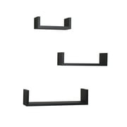 Danya B. Floating U Laminated Black Shelves Set of 3