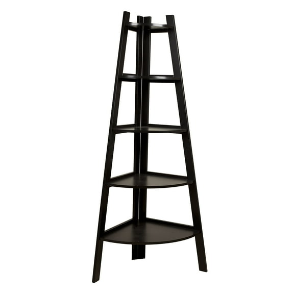Danya B. Free Standing 5-Tier Pyramid Corner Ladder Display Shelving Unit/Bookshelf (Espresso)