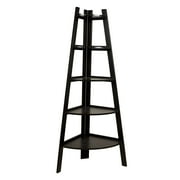 Danya B. Free Standing 5-Tier Pyramid Corner Ladder Display Shelving Unit/Bookshelf Espresso