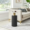 thumbnail image 1 of Danya B. Fritz Midcentury Modern Column Side Accent Table with Textured Black Base Gold Metal Column Accents and Faux Marble Laminate Tabletop, 1 of 11