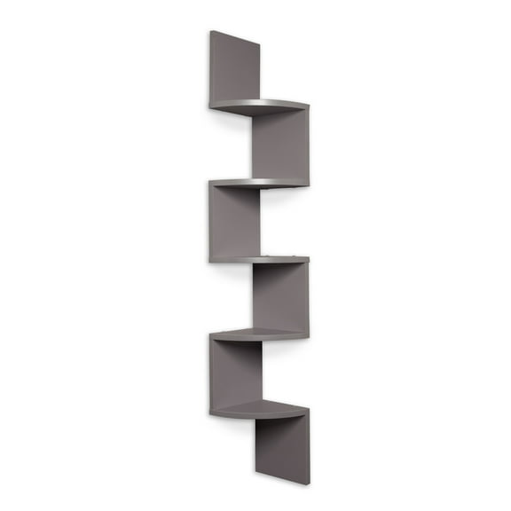 Danya B. Grey Laminate Large Corner Wall Mount Shelf