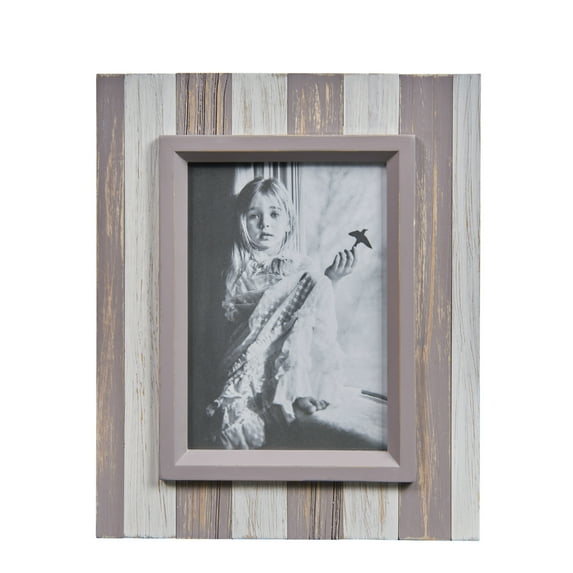 Danya B. Grey and White Distressed Wood Plank 5 x 7 Picture Frame