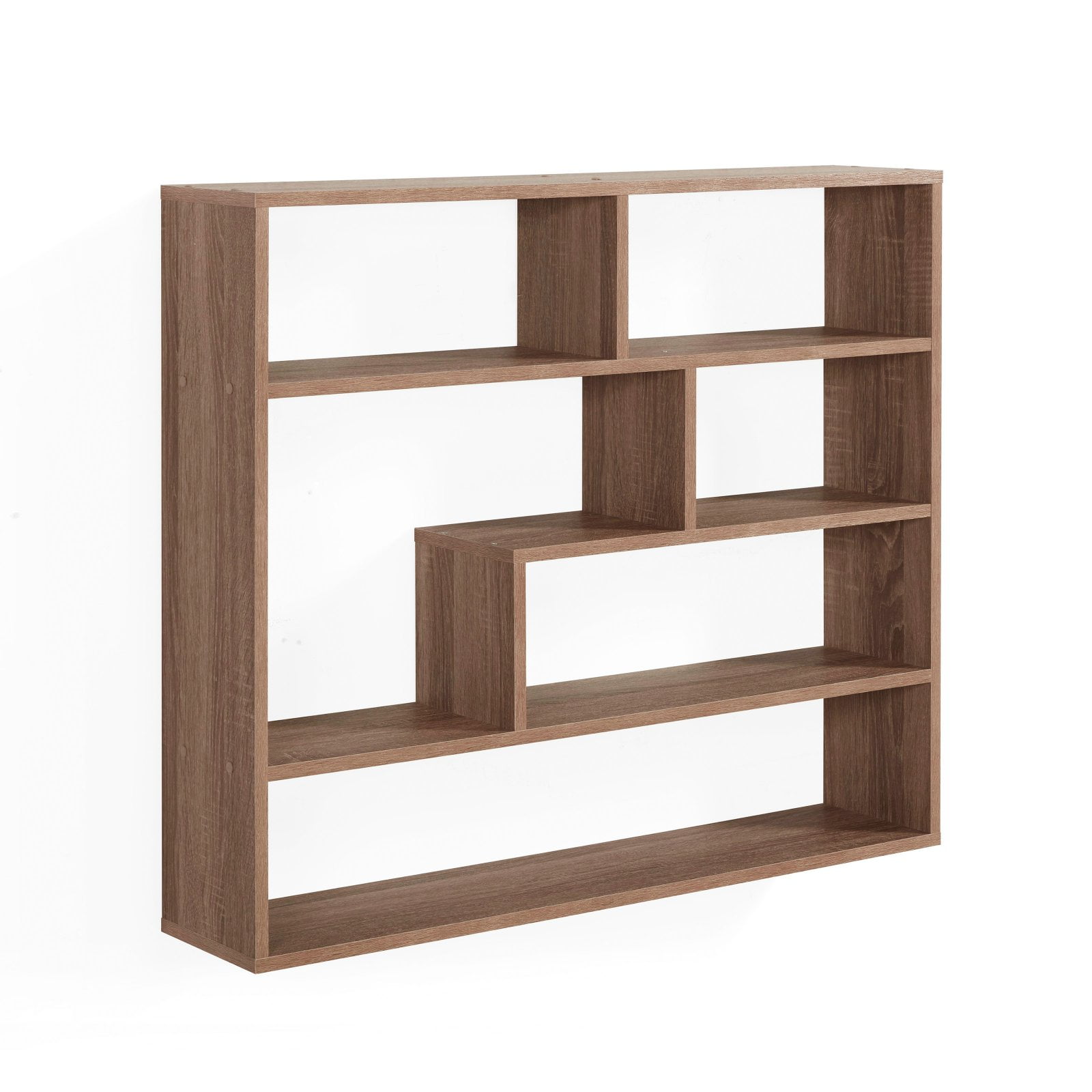 Modern Weathered Oak Floating Wall Shelf Unit, 40" x 6"