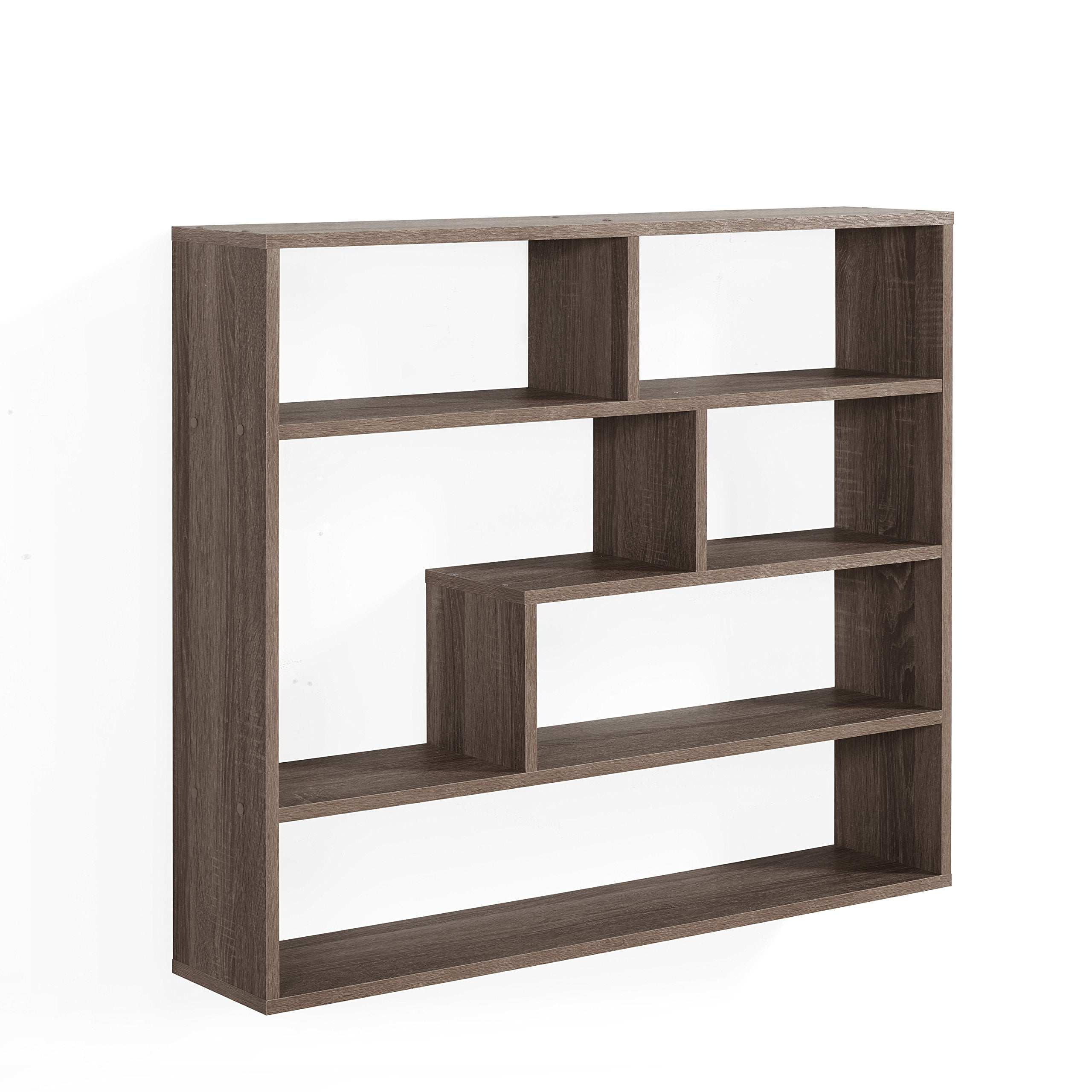 Modern Weathered Oak Floating Wall Shelf Unit, 40" x 6"