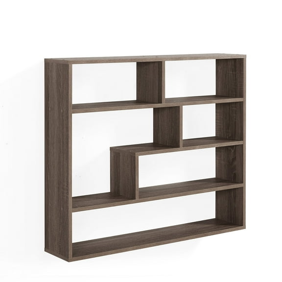 Danya B Large Rectangular 7.75"W x 37"D x 31.5"H 6-Shelf Wall Shelves, Weathered Oak