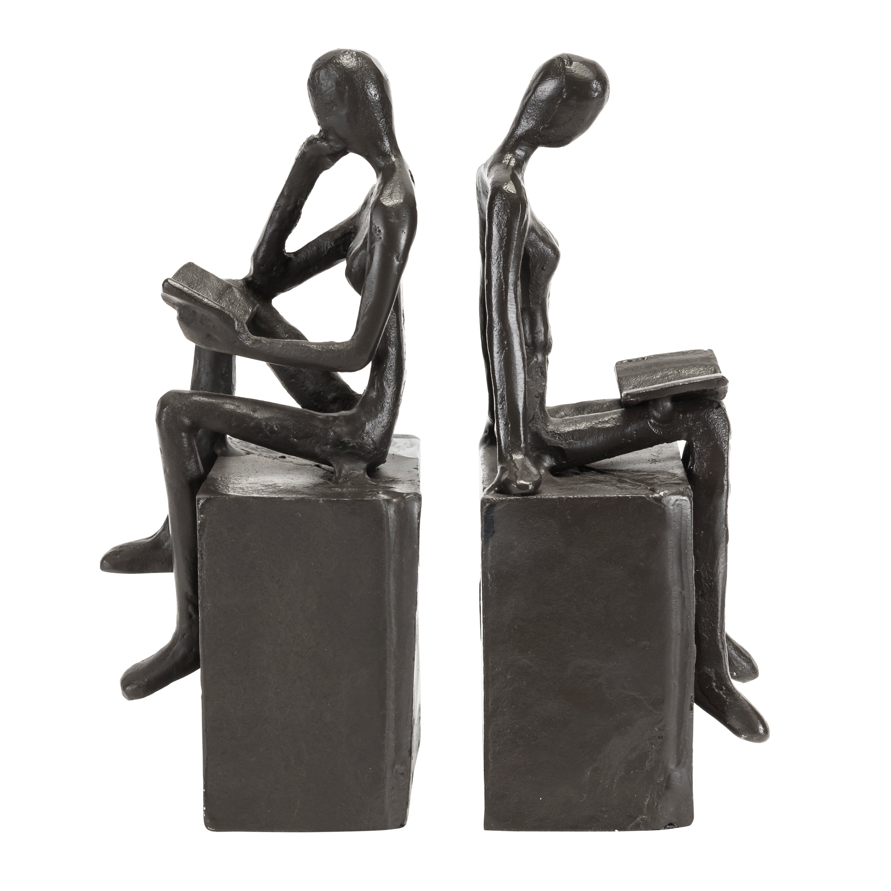 Danya B. Man and Woman Reading on a Block Cast Iron Bookend Sculpture ...