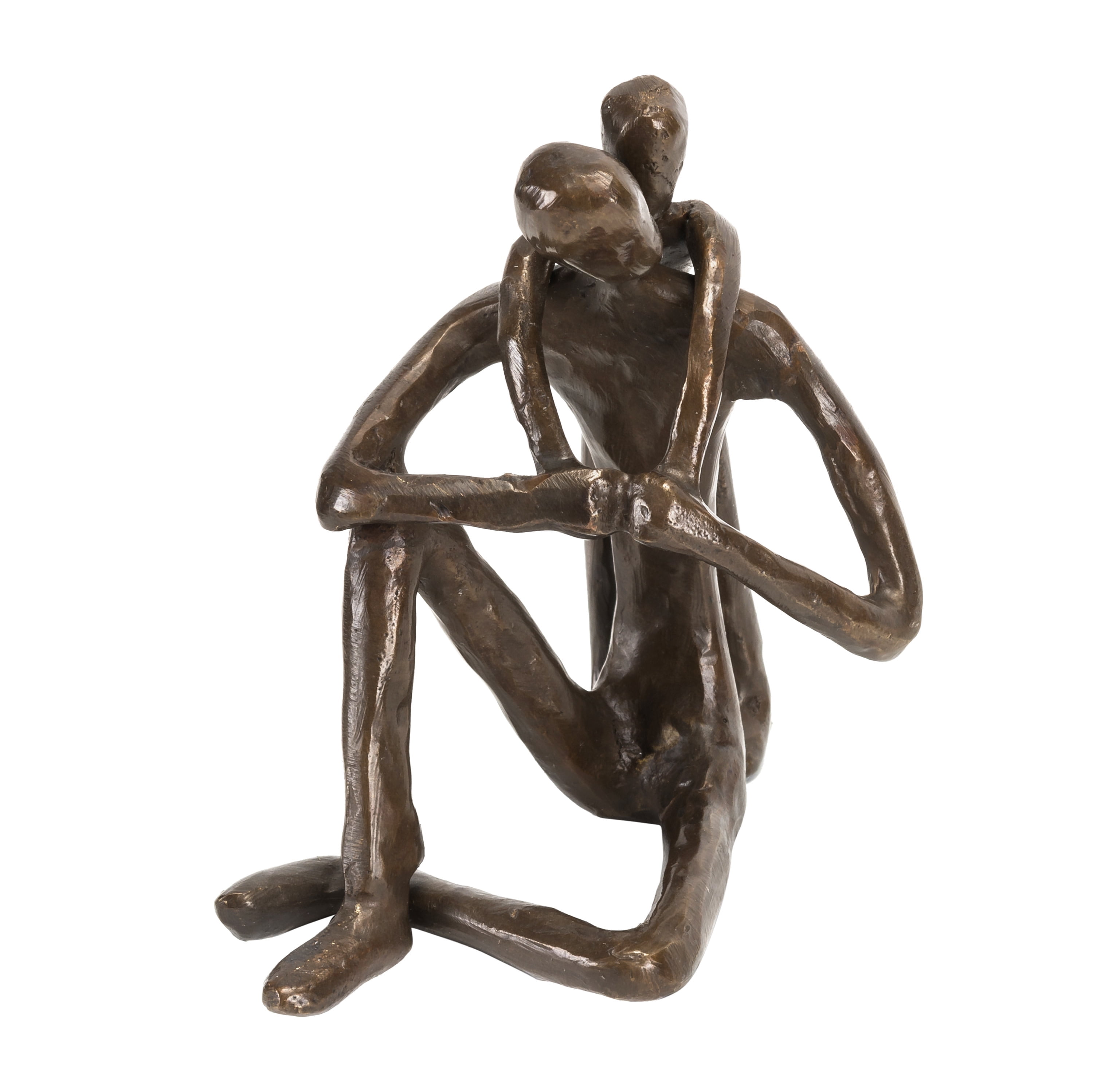Bronze Father and Child Embrace Metal Sculpture