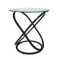 thumbnail image 1 of Danya B. Modern Home Decor - Galaxy Small Round Clear Tempered Glass and Metal Frame Side Table - Bedside Table ‚Äì End Table - Accent Table (Black/Clear), 1 of 13