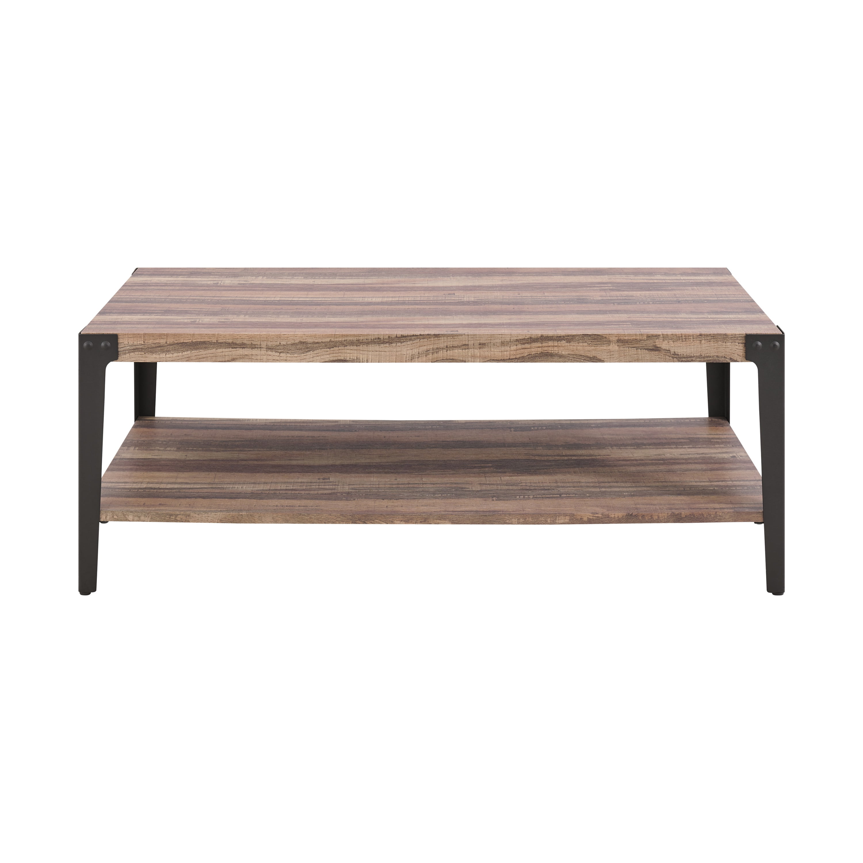 Elegantly Rustic Industrial Coffee Table with Metal Legs and Distressed Wood