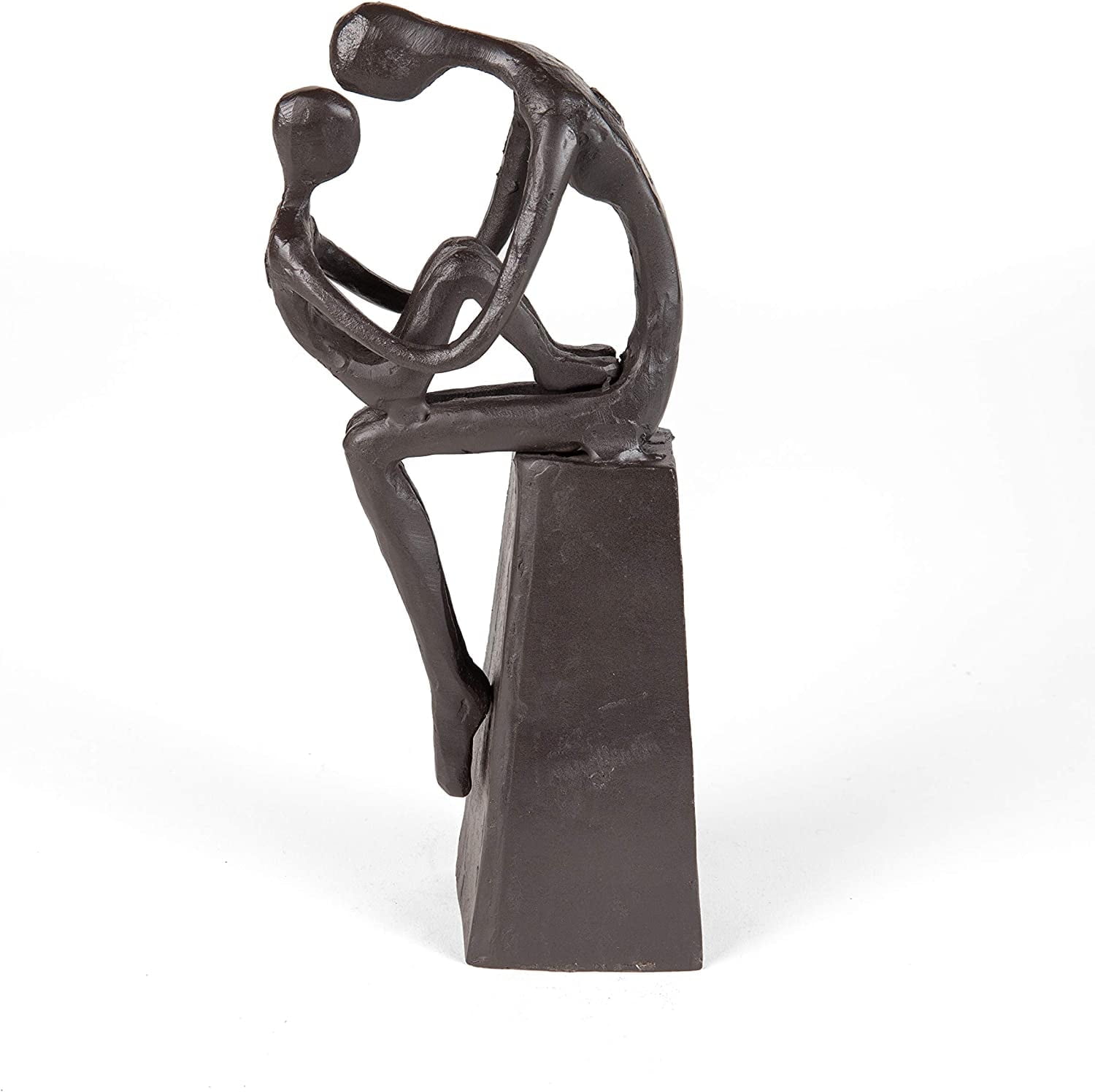 Elegant Dark Brown Cast Iron Mother and Child Sculpture