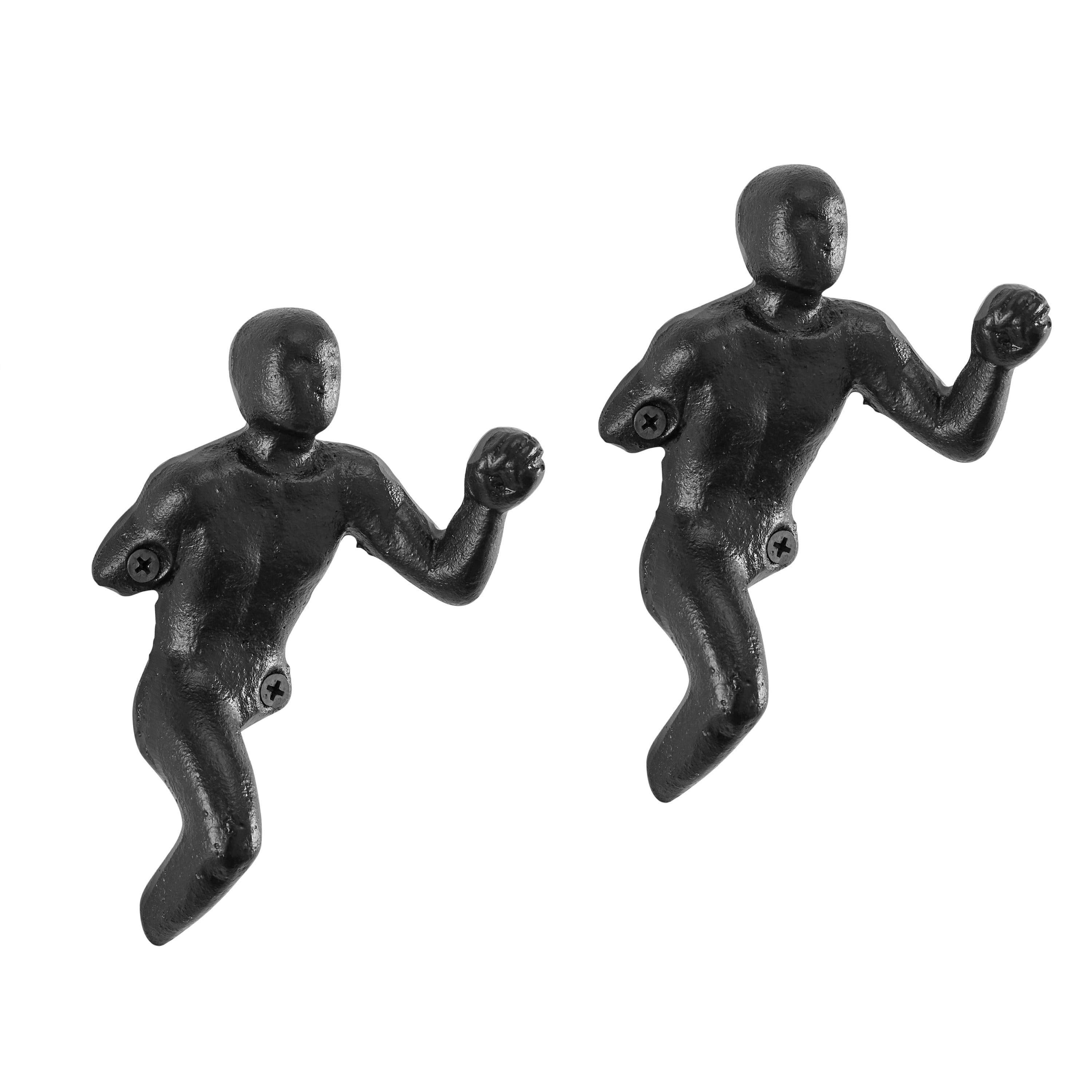 Black Cast Iron Fist Man Decorative Wall Hooks Set