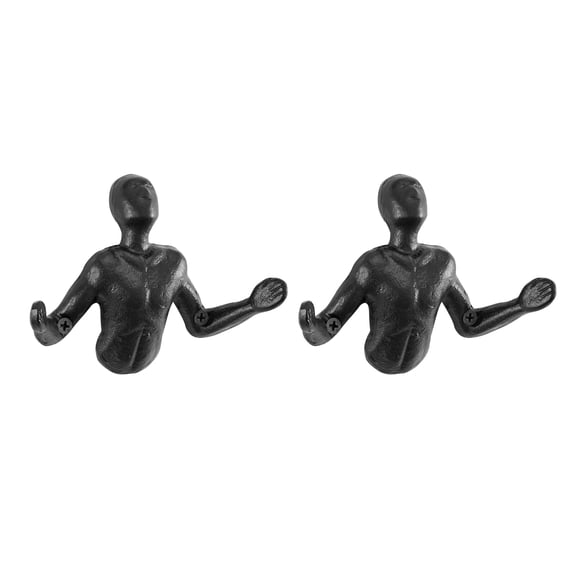 Danya B. Protruding "Palms Up" Cast Iron Decorative Black Wall Mount Hooks (Set of 2)