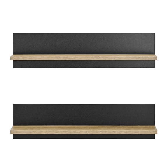 Danya B. Repose Display Photo Ledge Shelf Set of 2 - Black Back/Chestnut Shelf