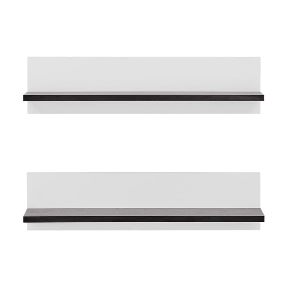 Danya B. Repose Display Photo Ledge Shelf Set of 2 - White Back/Dark Walnut Shelf