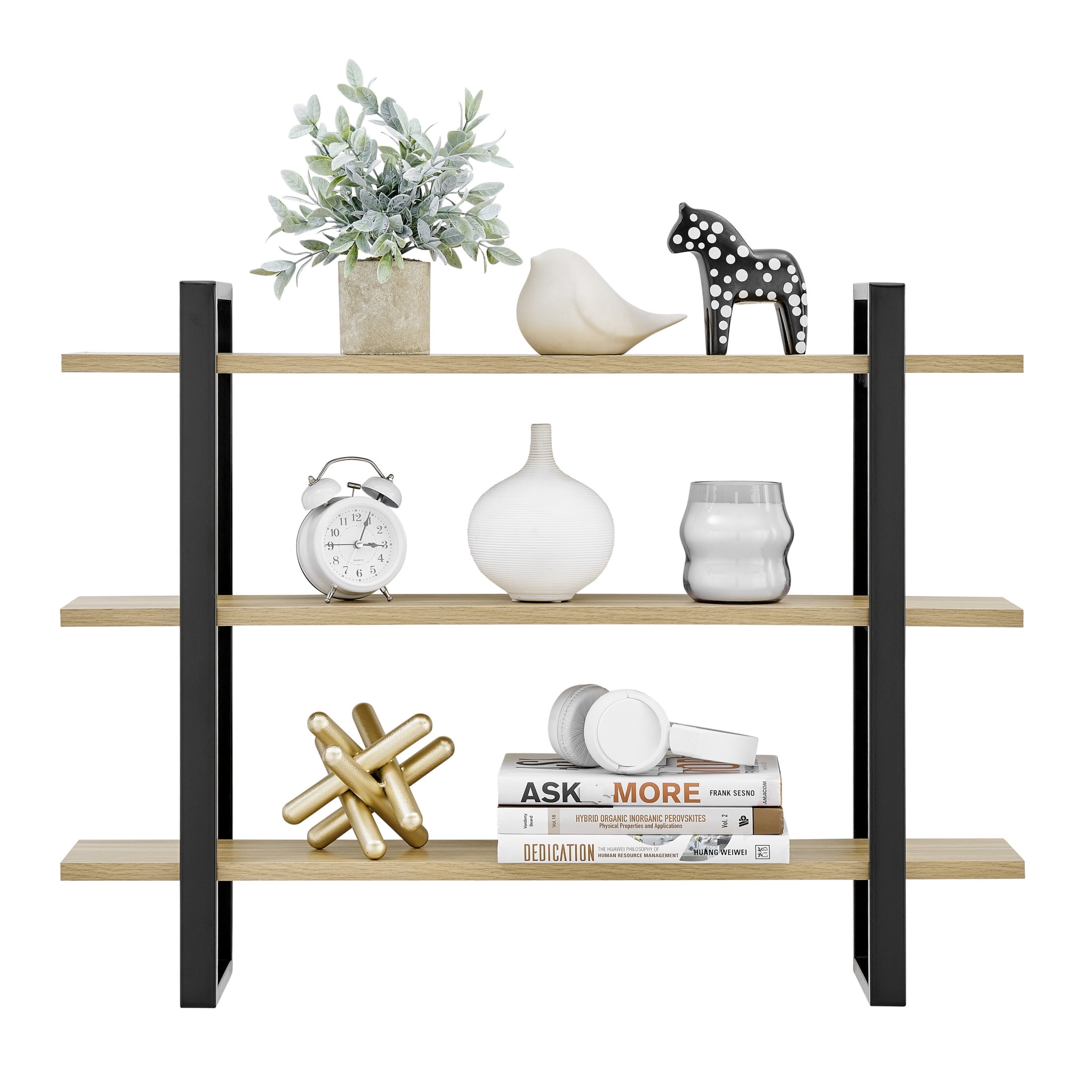 Chestnut and Iron 34'' Triple Tier Floating Wall Shelf