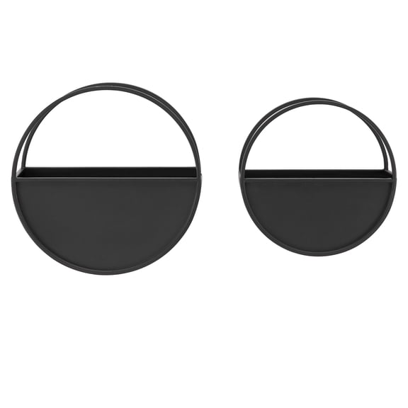 Danya B. Round 2-Piece Iron Wall Planter Set - Black