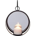 thumbnail image 1 of Danya B Round Wrought Iron Rustic Wall Sconce with Mirror Glass, 1 of 6