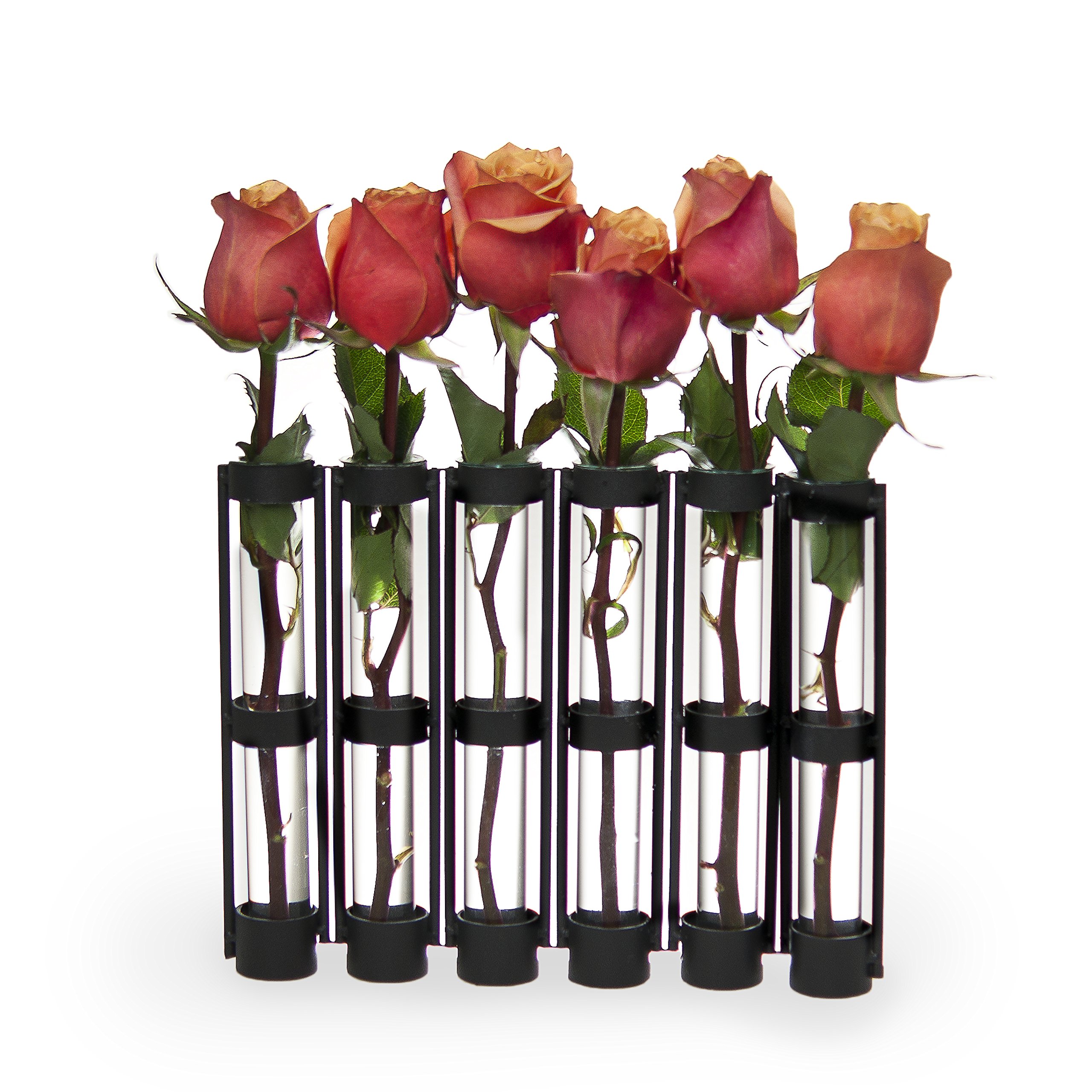 Black Iron and Recycled Glass Hinged Bud Vase