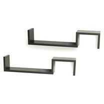 Danya B S Shape Wall Mount Floating Shelf - Set of 2 Shelves in Espresso Brown