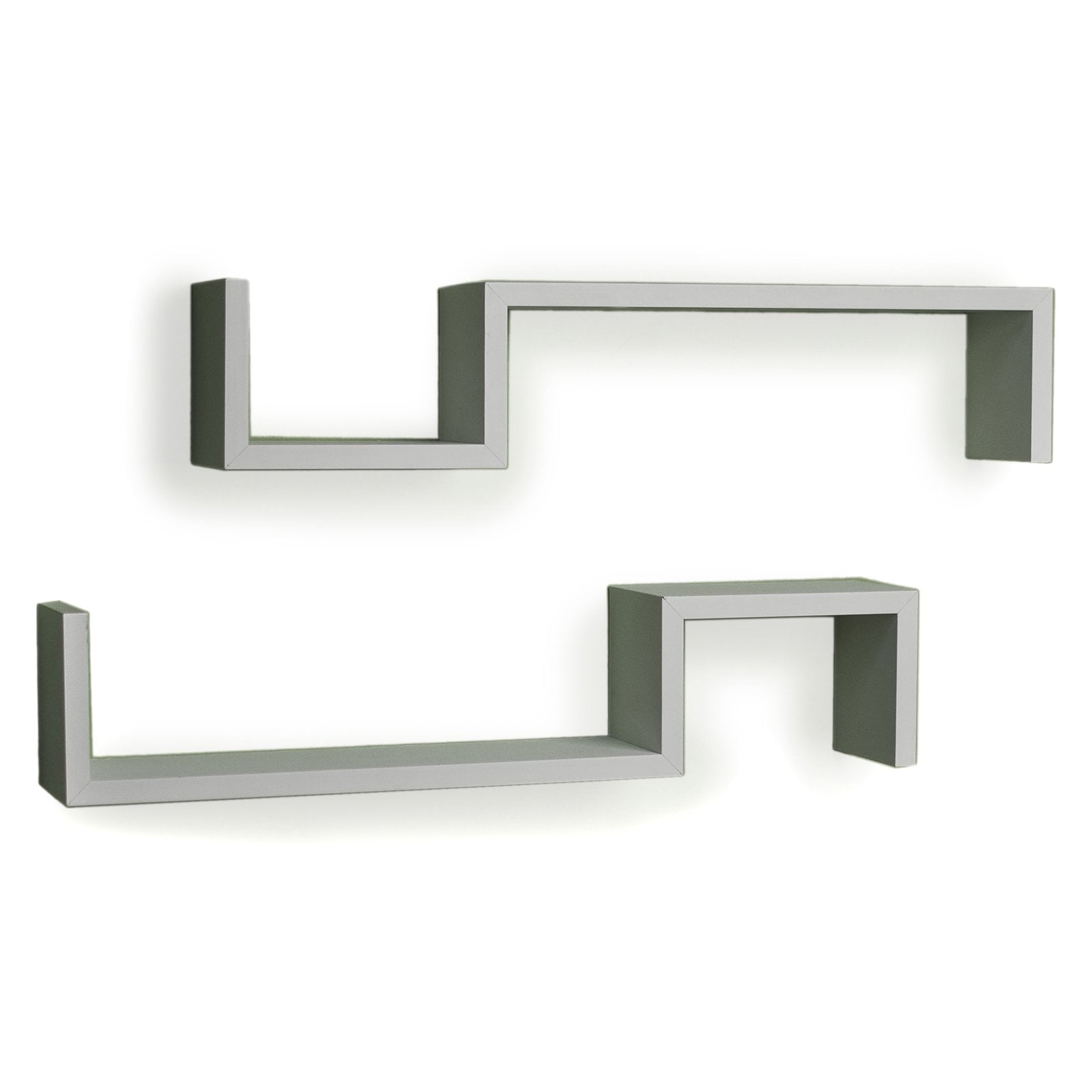 White MDF Floating Wall Shelves Set of 2