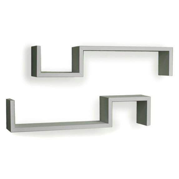 Danya B S Shape Wall Mount Floating Shelf - Set of 2 Shelves in White