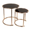 thumbnail image 1 of Danya B. Set of 2 Nested Round End Tables with Black Glass-top and Rose Gold Metal Frame, 1 of 2