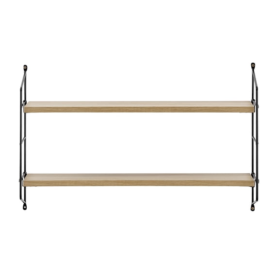 Danya B. Severini Floating Bracket Farmhouse Two-Tier Wall Shelf - Chestnut / Black