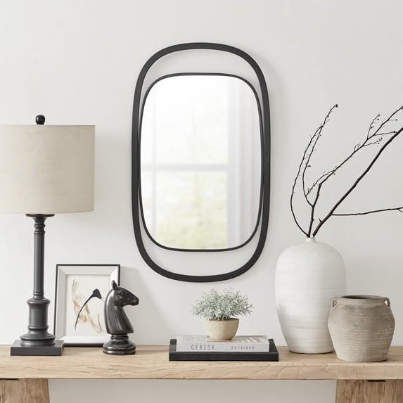 Danya B. Sonya 29.6-inch Contemporary Rectangular Wall Mirror with Black Iron Frame