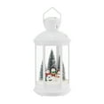 thumbnail image 1 of Danya B. Tabletop Christmas Holiday Winter Scene Falling Snow Music Snowglobe Diorama Lit Lantern Decoration - White, 1 of 10
