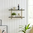 thumbnail image 1 of Danya B. Two-Tier Warm Gold and Washed Oak Brown Metal Hanging Bracket Wall Mounted Shelf, 1 of 11