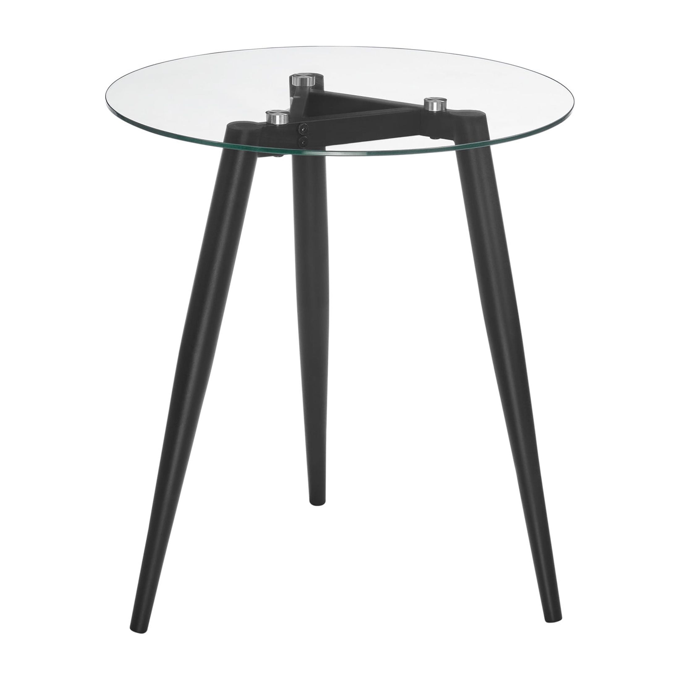 Danya B. Van Beuren Side Table with Modern Metal Taper Legs and Clear ...