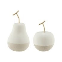 Danya B. Vost Dipped Fruit Decorative Accent Ceramic Sculpture Figure Set of 2 - Small - White/Cream