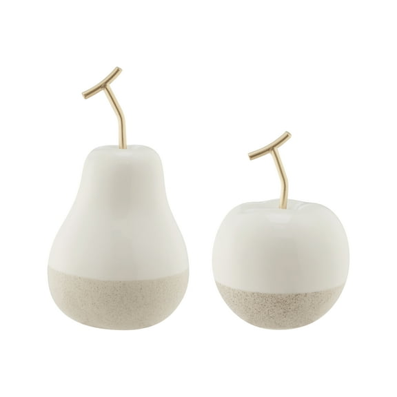 Danya B. Vost Dipped Fruit Decorative Accent Ceramic Sculpture Figure Set of 2 - Small - White/Cream