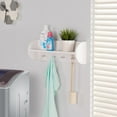 thumbnail image 1 of Danya B. White Utility Shelf with Four Large Stainless Steel Hooks, 1 of 2