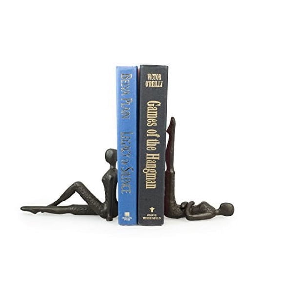 Danya B. Contemporary 2 Piece Ladies Stretching Cast Iron Metal Art Bookend Set