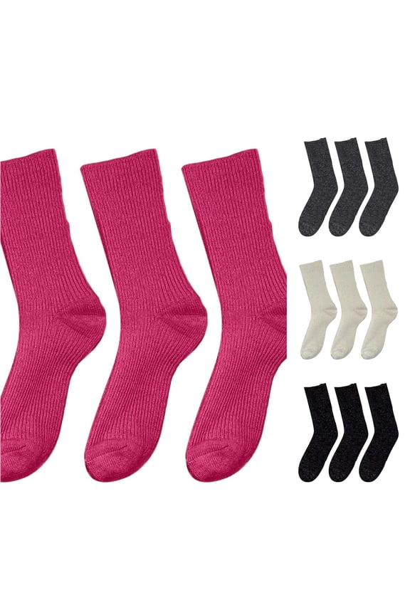 Glitter Lurex Sheer Knit Crew Socks Mid Calf Stretchy Reinforced Toe Hosiery For Holiday Party Evening Daily Outfit,Hot Pink,One Size