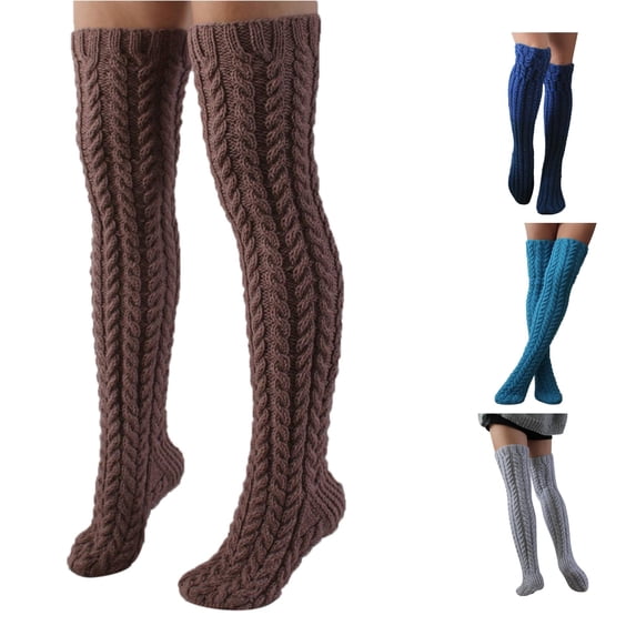 Danyang Thick Cable Knit Thigh High Boot Socks Soft Warm Stretchy Textured Hosiery For Winter Boots Daily Casual Cold Weather Outfit,Coffee,One Size