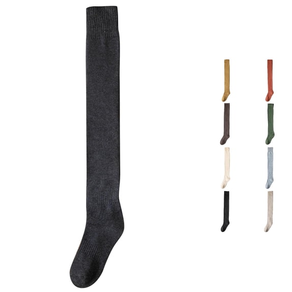 Danyang Thick Ribbed Knit Thigh High Socks Soft Warm Stretchy Hosiery For Winter Indoor Daily Casual Cold Weather Wear,Dark Gray,One Size