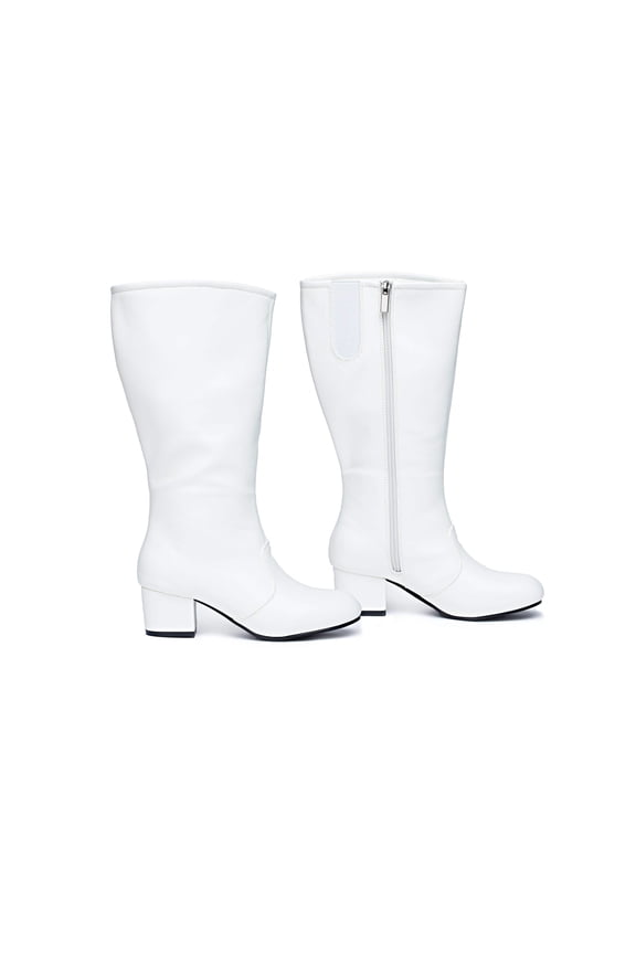 Danz N Motion Parade Boots Womens Dolly 2" Heel Knee High White 533