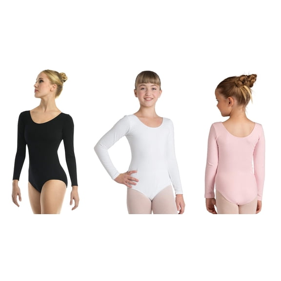 DanzNmotion by Danshuz Girl's L/S Leotard 8-10 PINK