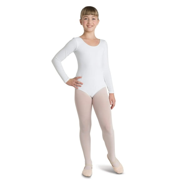 DanzNmotion by Danshuz Women's L/S Leotard L WHITE