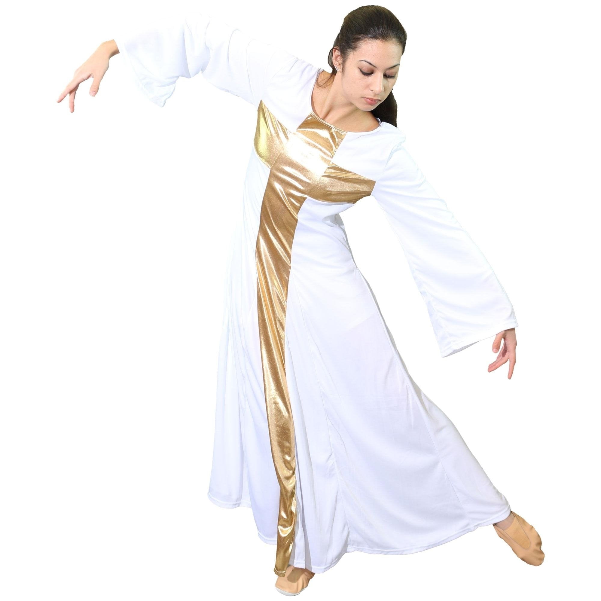 Danzcue Mädchen Langarm-Kleid – Schwarz-Gold, Größe 12-14, Mit Kreuz-Detail