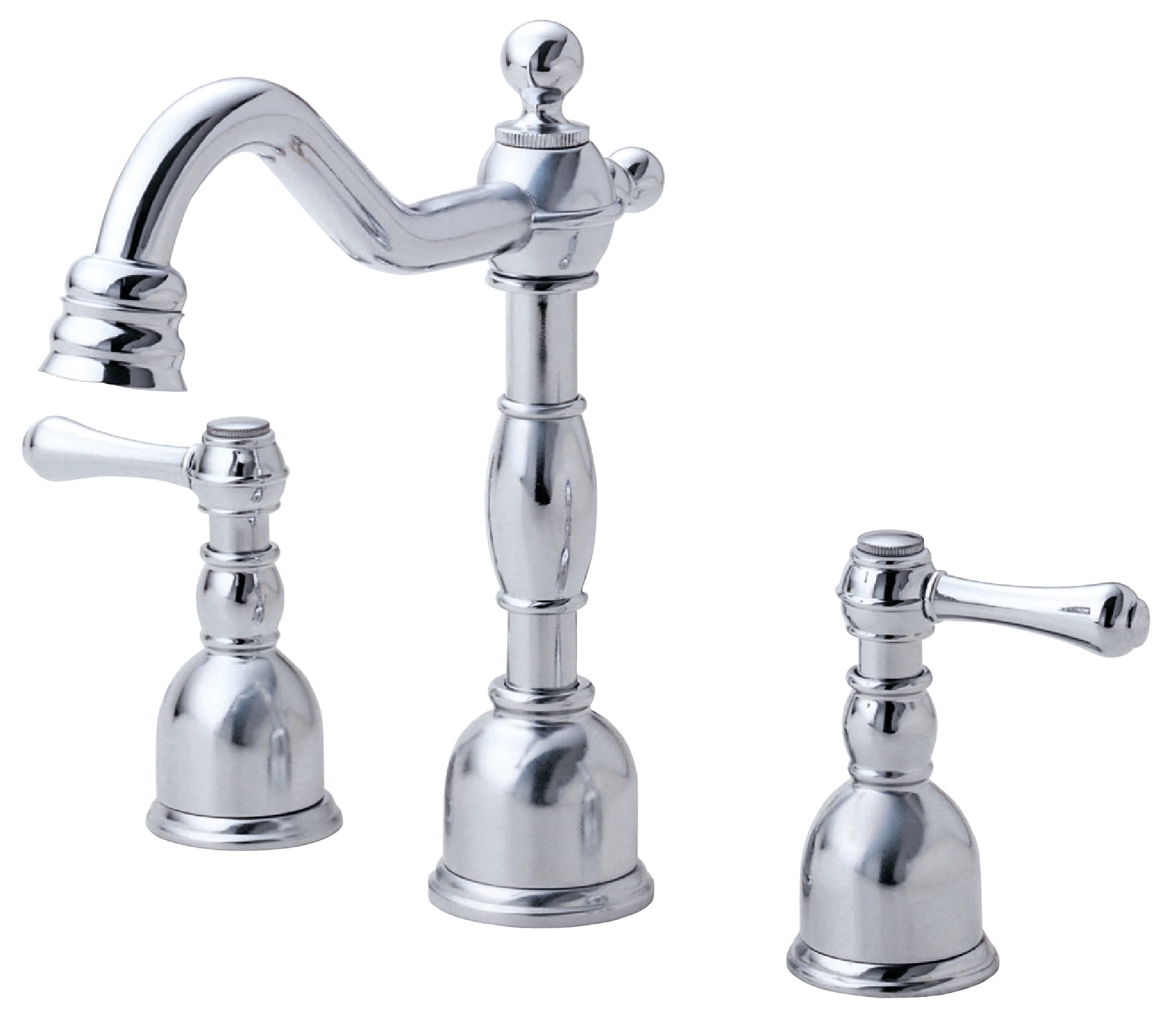 Chrome Brass Widespread Bathroom Faucet with Drain Assembly