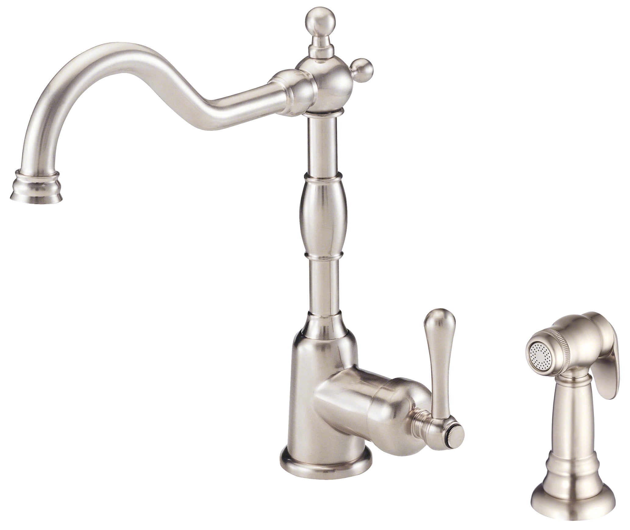 Opulence Stainless Steel Single Handle Kitchen Faucet with Side Spray