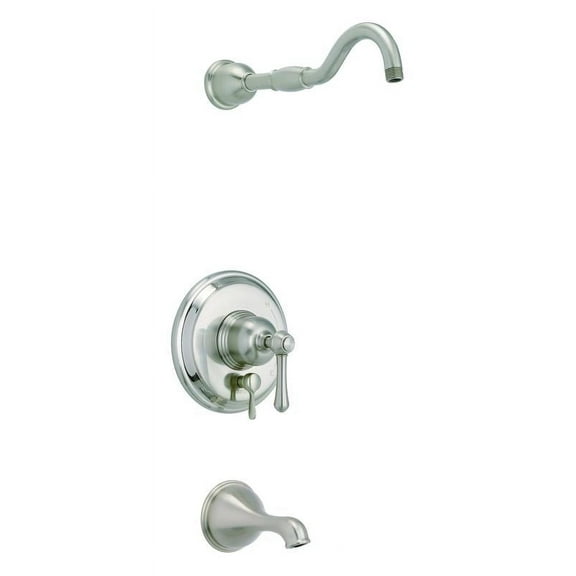 Danze D502157LSBNTC Opulence One-Handle Tub and Shower Trim and Treysta Cartridge-Less Showerhead, Brushed Nickel
